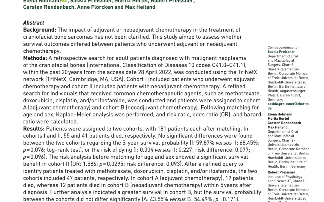 A retrospective case–control study for the comparison of 5-year survival rates- the role of adjuvant and neoadjuvant chemotherapy in craniofacial bone sarcoma in adults