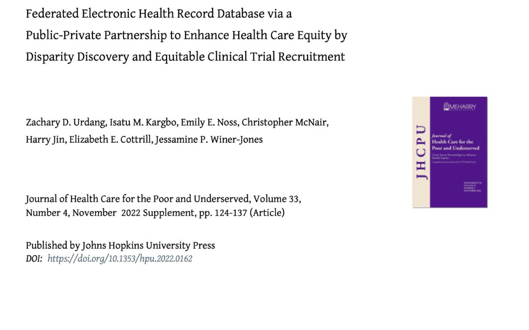 Federated Electronic Health Record Database via a Public-Private Partnership to Enhance Health Care Equity by Disparity Discovery and Equitable Clinical Trial Recruitment