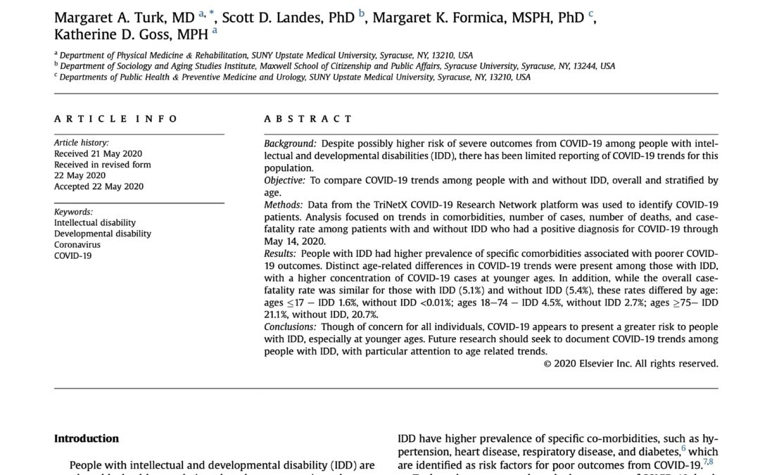 Intellectual and developmental disability and COVID-19 case-fatality trends: TriNetX analysis