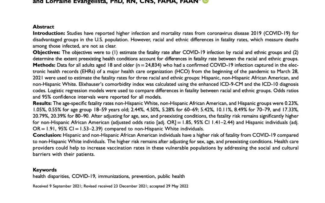 Racial and Ethnic Differences in Fatality Risk From COVID-19