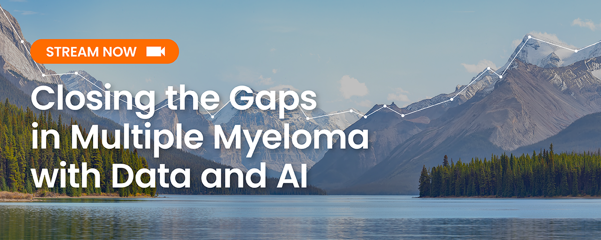 Closing the gaps in multiple myeloma with Data and AI. Three speakers listed (Michael Sankey, Databricks; Jeffrey Graham, TriNetX; Luis Arthur Pelloso, MD, PhD, PPD) November 14, 2023 at 11:30 am ET