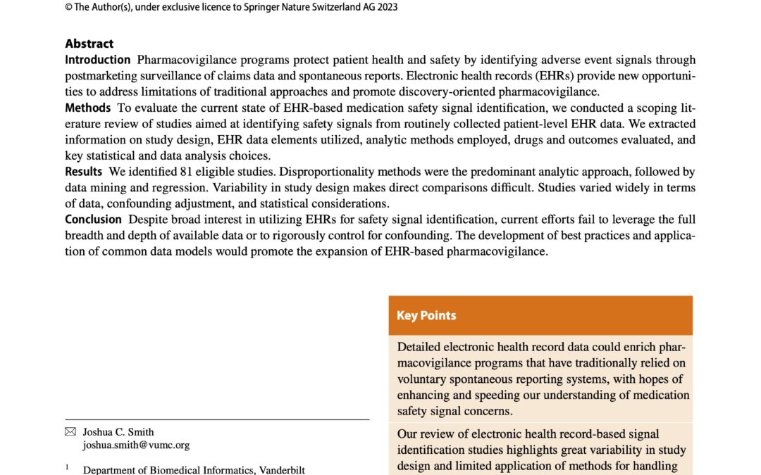 Use of Electronic Health Record Data for Drug Safety Signal Identification: A Scoping Review