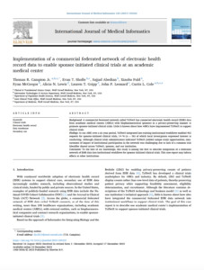 Journal article on the Implementation of a Commercial Federated Network of Electronic Health Record Data to Enable Sponsor-Initiated Clinical Trials at an Academic Medical Center