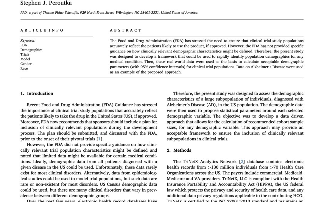 Defining demographic cohorts in clinical trial populations using large electronic health records databases