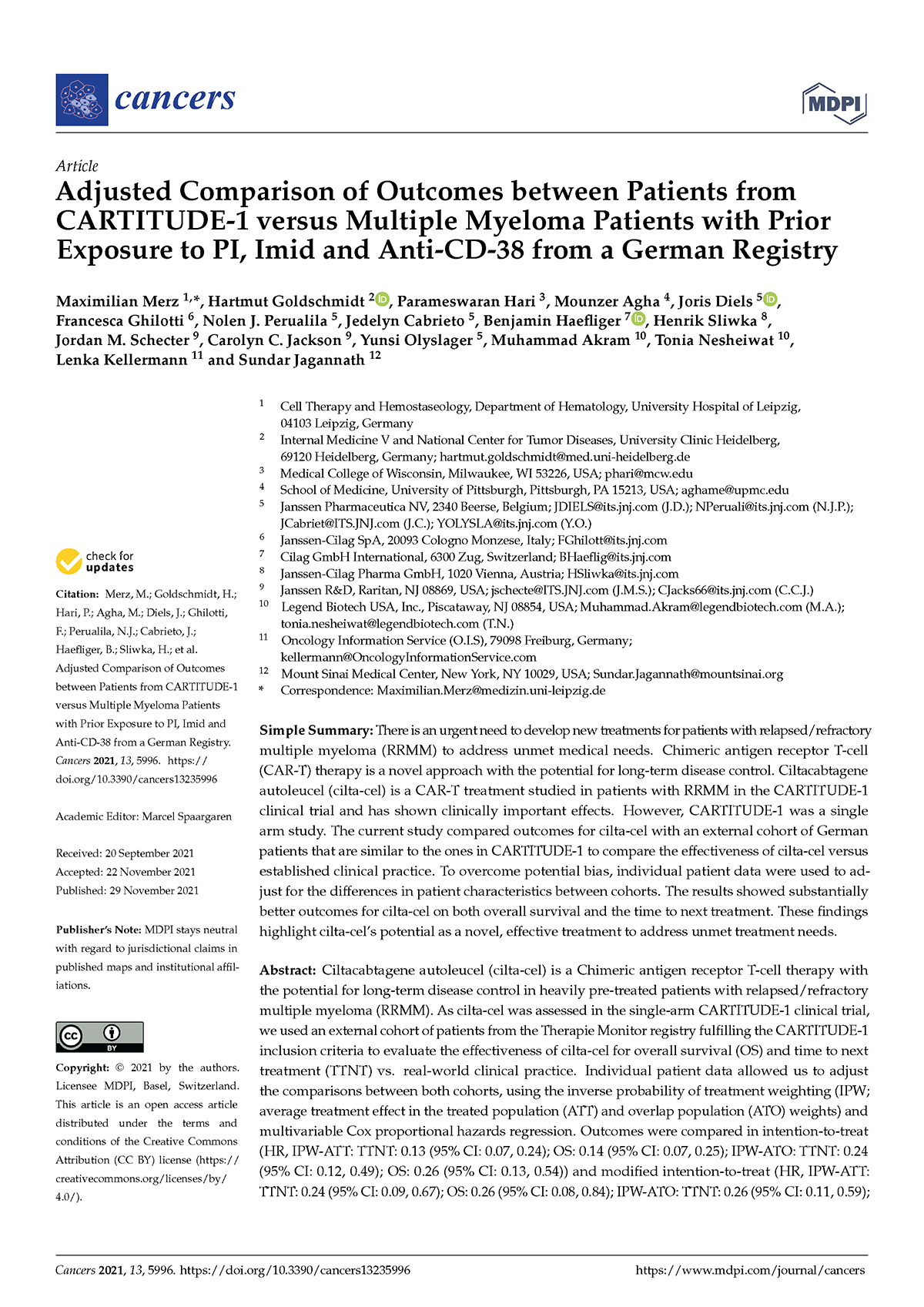 Baseline characteristics and survival outcomes of patients with tri exposed multiple myeloma in a German registry