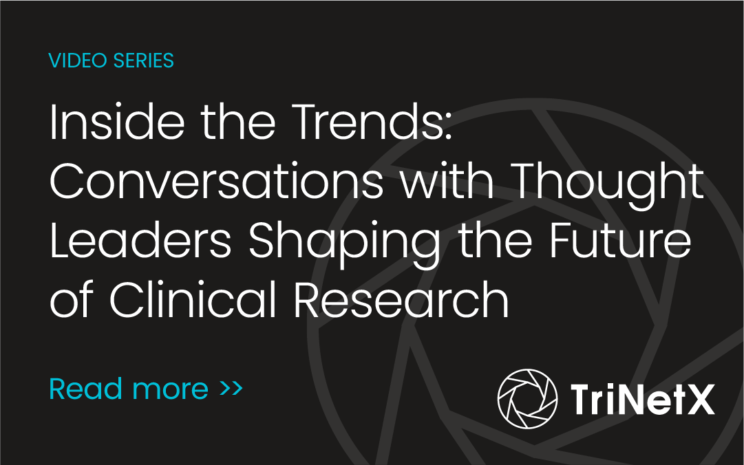 Upcoming Webinar: Building Breakthroughs: How Research-Ready Data Transforms Clinical Development. Tuesday, June 3, 2025 at 10:30 am EDT (NA)/3:30 pm BST (UK)/4:30 pm CEST (EU-Central). Register now CTA and TriNetX logo
